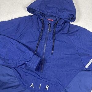 Nike Air Max 97 Jacket Mens‎ Medium Blue Hooded Windbreaker Pullover Reflective